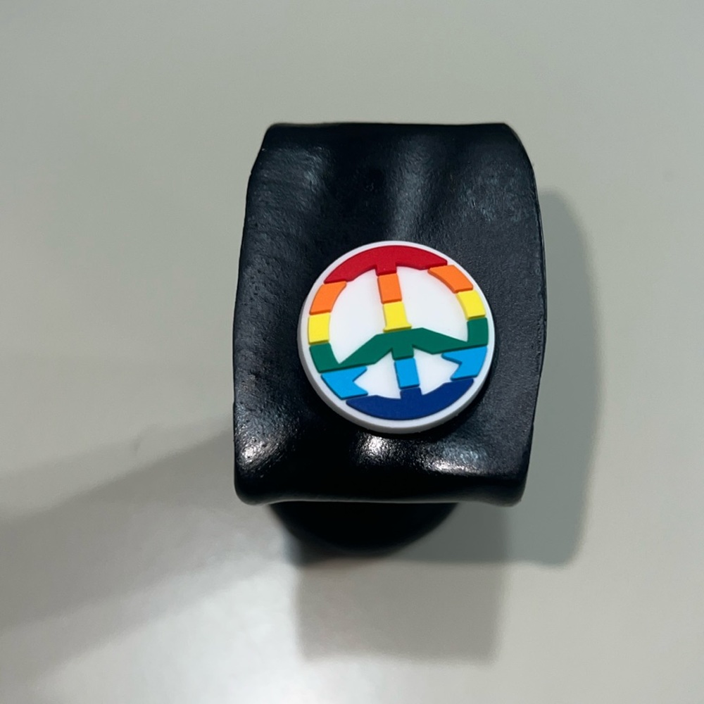 Rainbow peace sign croc charm
